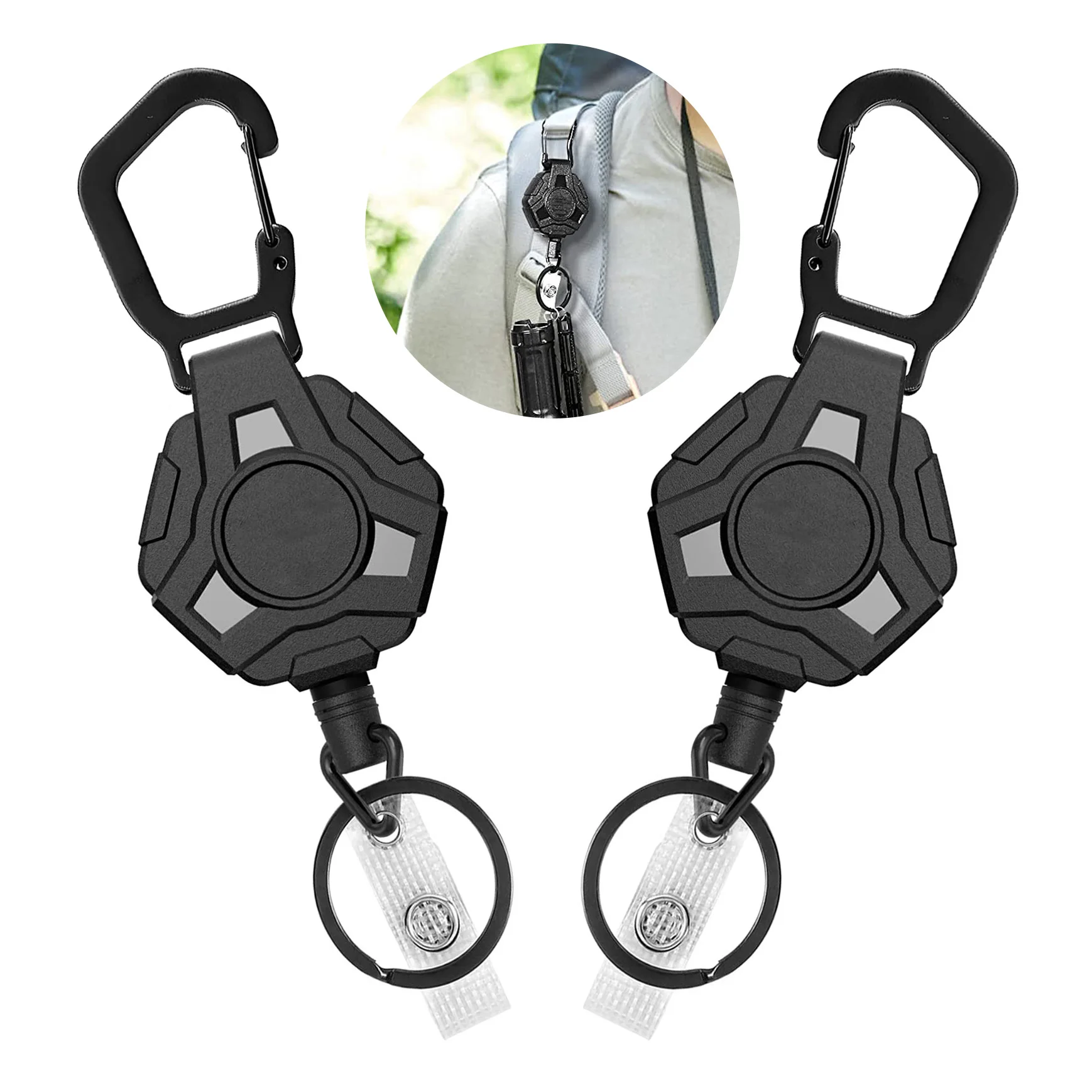 Conventional Reel - Llavero retráctil antipérdida para pesca, insignia,
